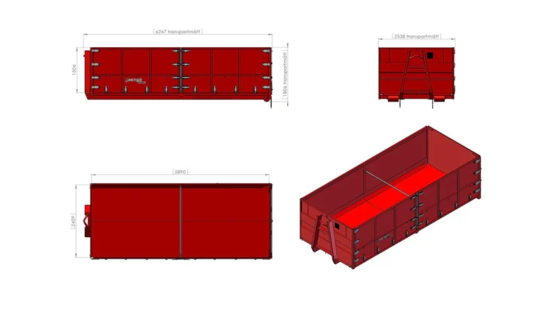 Külgavatav konteiner L6000 H1500 W2550 21 m³ - Image 2