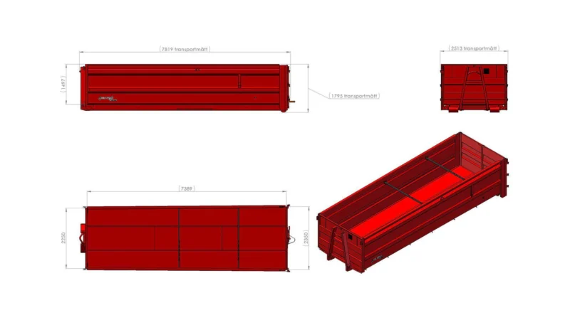 Field konteiner uksed L7500 H1500 W2550 26 m³ - Image 2